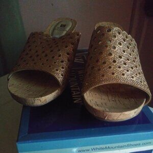 White Mountain Rose Gold Atlie 8.5 Heels Wedges Girls Womens Ladies Shoes